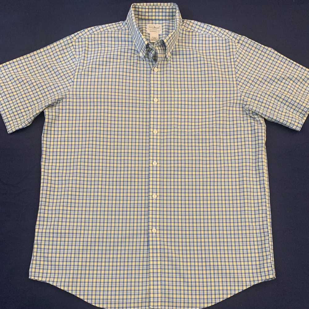 LL BEAN SS Traditional Fit Plaid Shirt